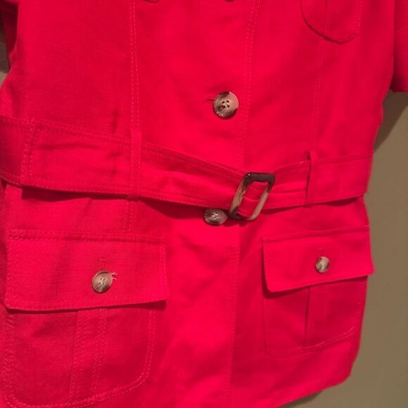 Tahari Safari Jacket Red Size 8P Classic - Picture 4 of 5